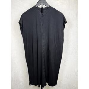 Eileen Fisher Shirtdress Tunic Women’s Sz S Jersey Mandarin Collar Full Button